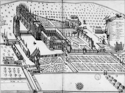 Abbey Notre Dame du Bec. General view in 1677 by Michel Germain